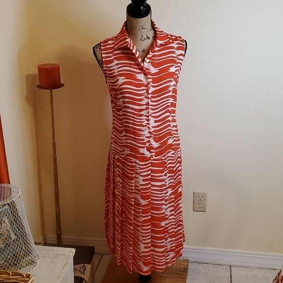 Cabi drop waist brushstroke midi dress size XS - Picture 2 of 12